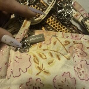 BCBGirls Cream and Pink Floral Shoulder Bag